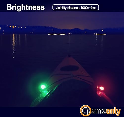 Amzonly 6pcs Navigation Lights for Boat Kayak, Battery Operated Safety Lights Kit for Night Kayaking, High Visibility, Boat Safety Whistle Included, 12PCS Extra Batteries - color: Red/ Green/ White
