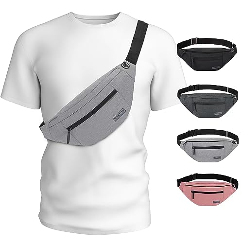 Crossbody Bags for Women Men Travel Essentials Fanny Pack Belt Bag - color: Grey, size: Large