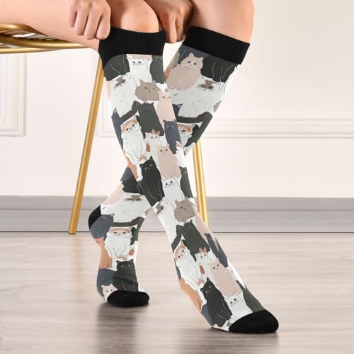 Wusikd Cats Compression Socks for Women and Men Circulation Cute Long Socks for Athletic Running 1 - color: Cats