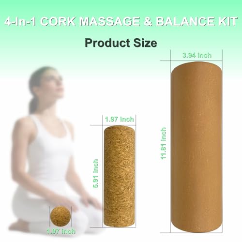 Foot & Ankle Strengthener with Massage Roller 4-in-1 Cork Balance Board