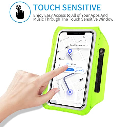 Running Armband with Earphone Pouch Fits Phones up to 6.9" - color: Green (Up to 6.9''), size: Medium
