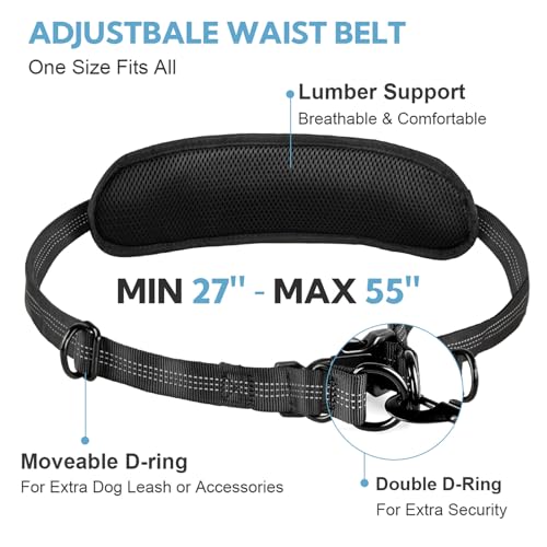 Hands Free Dog Leash for Two Dogs Walking,Running - color: Black/Silver Gray, size: Large