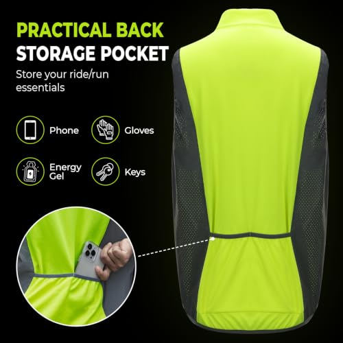 ROCKBROS Reflective Cycling Vest Breathable High Visibility Lightweight - size: XX-Large