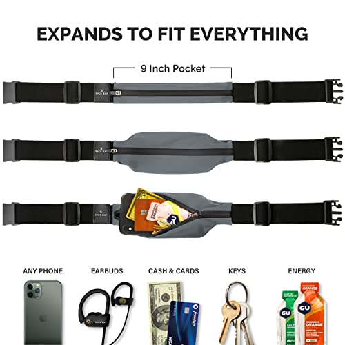 No-Bounce Slim & Secure Running Belt, Fits ALL Phones, Keys, Cards, Gels - color: 4. Grey