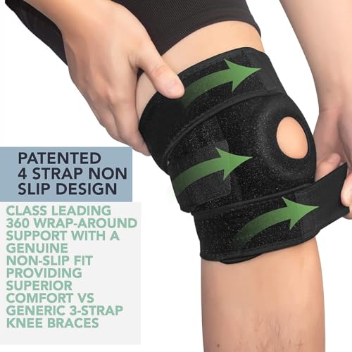 NADUSEP Knee Brace for Men Women, Adjustable Compression Sleeve Wrap Patellar Pad Tendon Knee Support Knee Strap for Running Sport Workout (short)