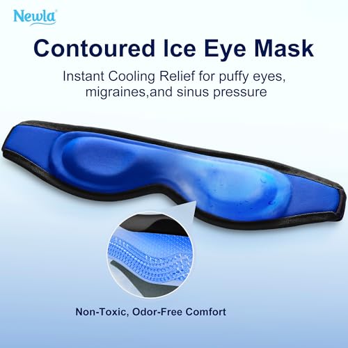 Cooling Gel Eye Mask for Puffiness, Contoured Cold Compress for Eyes, Black - color: Black