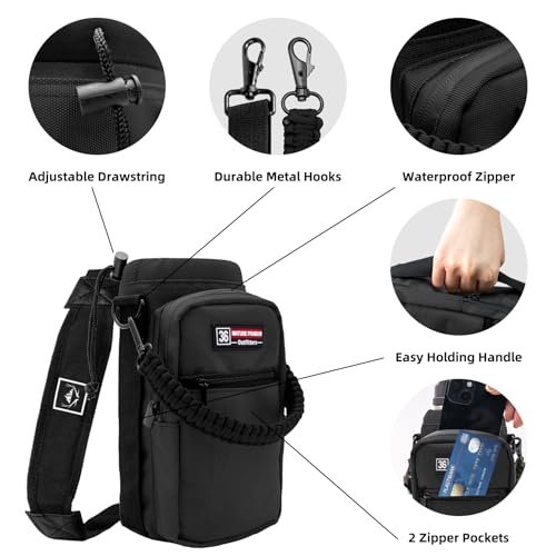 NATURE PIONEOR 26-128 oz Insulated Water Bottle Carrier Holder with Strap - color: Black, size: 32-36oz