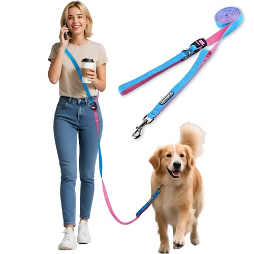 Hands Free Dog Leash, Ultra-Light Crossbody for Walking, Aqua Pink - color: Aqua Pink