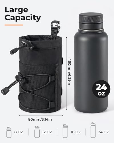 HowFly Water Bottle Holder for Backpack Molle Water Bottle Pouch Bag - color: Black