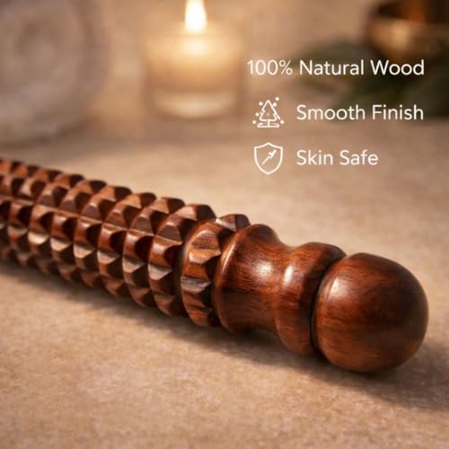 Luvottica Wooden Acupressure Pen for Hand & Finger Massage, Acupuncture Therapy Tool for Pain Relief, Stress Relief, Improves Blood Circulation | Natural Wood Hand Roller (Set of 2)