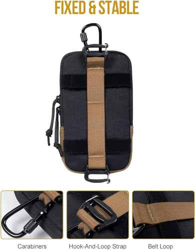 ONETIGRIS Backpack Strap Pouch, MOLLE Phone Holster for Backpack & Belt - color: Black