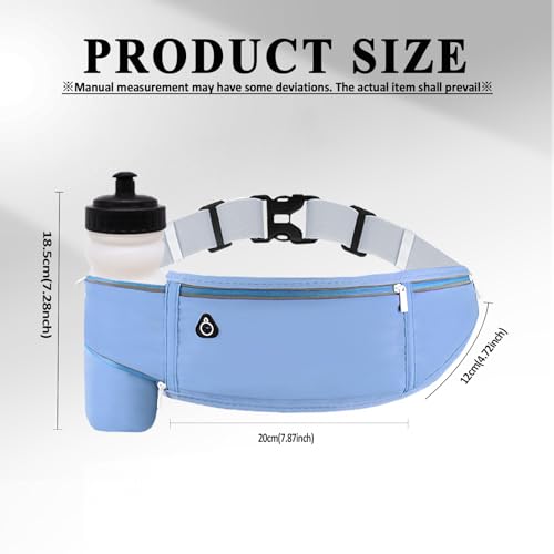 Running Belt with Water Bottle Holder, 3 Pockets Large Cross Body Mens Fanny Pack for Girls Women Boys Kids Phone Pouch,Slim Waist Bag Fit Hiking Hydration Runners Walking Workout Travel Blue - color: 03-Blue