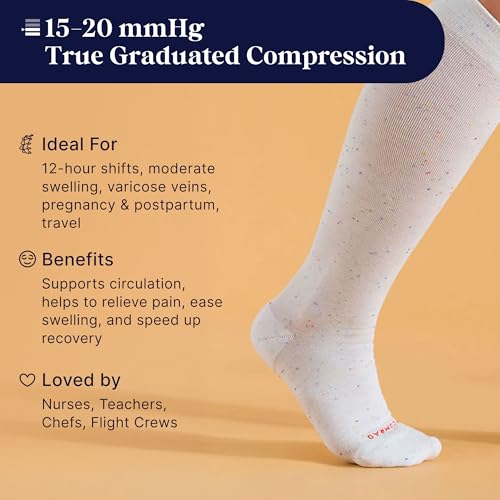 Comrad Knee High Compression Socks - color: White Confetti, size: Small