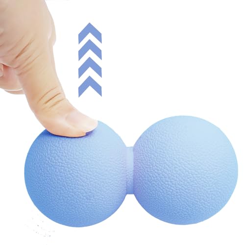 Double Lacrosse Peanut Massage Ball for Deep Tissue Pain Relief - Micro-Elastic Myofascial Roller Ball for Back and Neck, Foot and Physical Therapy (Blue) - color: Blue