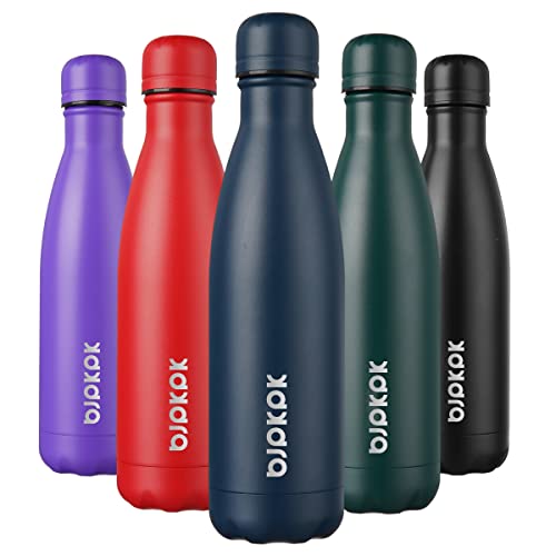 BJPKPK 17 oz Insulated Water Bottle, Stainless Steel Flask, Leak Proof - color: A-Navy blue, size: 17 Ounces