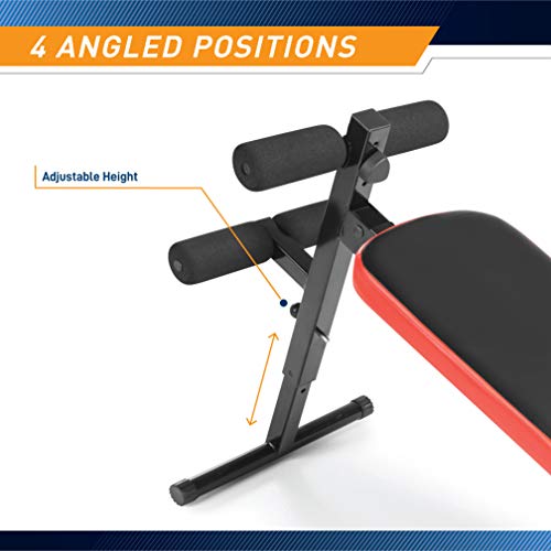 Marcy Utility Slant Board With Headrest Folding Design Adjustable Positions SB-4606 Black/Red 29 x 18 x 59 Inches