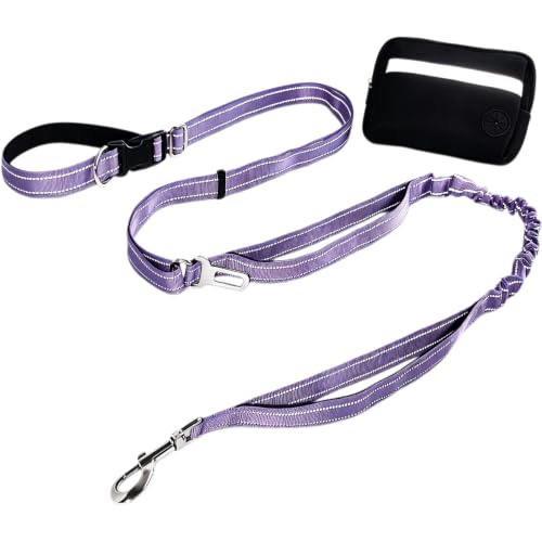 Triple Handle Bungee No Pull Dog Leash, Lavender 6.23-8.53FT - color: Lavender