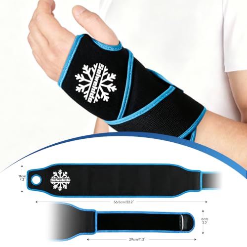 Wrist Ice Pack Wrap for Carpal Tunnel Relief, Gel Ice Pack for Injuries - color: Black