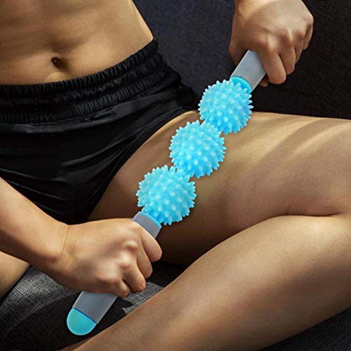 Muscle Roller Stick - Cellulite Spiky Ball Massage Stick for Back, Arms, Shoulder, Leg (Blue) - color: Blue
