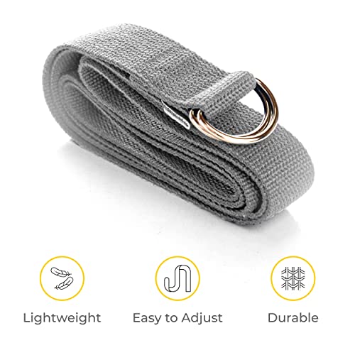 Bulk Yoga Straps, 10 Pack, 6ft, D-Ring Buckle - color: Cool Gray
