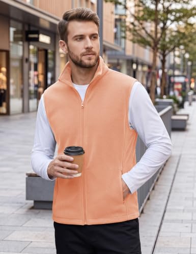 TACVASEN Men's Fleece Vest Winter Casual Vests Outerwear Sleeveless Jacket - color: Apricot, size: Medium