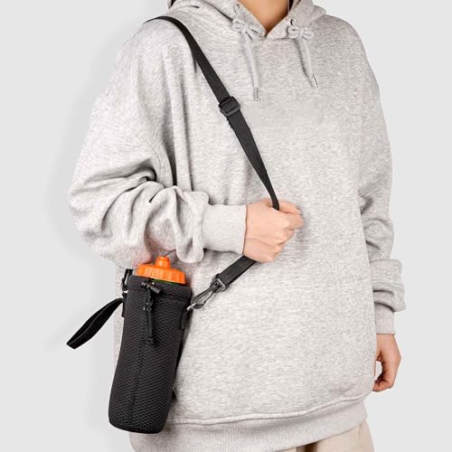 Linkidea Water Bottle Carrier with Fence Hook Compatible with Gatorade Plastic Squeeze 32oz, YETI Rambler 18oz, Sport Waterbottle Sling Bag Holder with Shoulder Strap for Baseball, Tennis