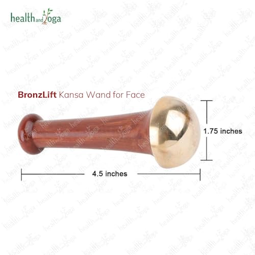 SoulGenie HealthAndYoga™ BronzLift Kansa Face Massager and Kumkumadi Face Oil Trial Vial - Kansa Wand Ayurveda Benefits of Bronze - Skin Lustre (Single Dome)