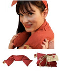 Neck Wrap Red Denim Microwavable Cherry Pit Pillow, Hot/Cold Compress - color: Red Denim, Natural-dyed