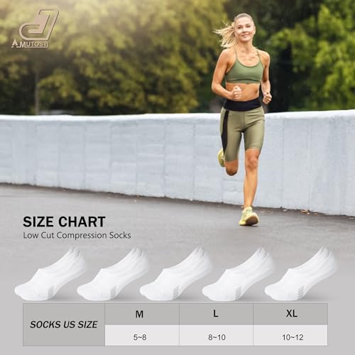 Amutost Womens No Show Socks Anti-Slip Cushioned Breathable 5-10Pairs - color: 5 Pairs White, size: 5-8