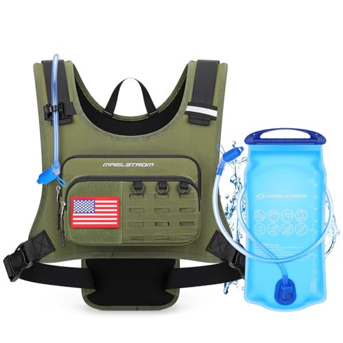 Maelstrom Hydration Running Vest with 2L Water Bladder for Men Women - color: Army Green
