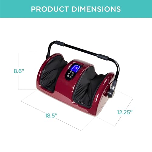 Best Choice Products Shiatsu Foot Massager with Heat for Plantar Fasciitis & Neuropathy, Kneading Foot & Calf Massager with Remote, 360° Adjustable Handle, Rolling & Compression Massage - Red - color: Red