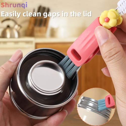 3 in 1 Bottle Cleaning Brush Set, Multifunction Silicone Cup Lid Gap Cleaner, Home Kitchen Crevice Cleaning Tools, Cute Colorful Rabbit，3 Pcs - color: 3 Pcs Colorful Rabbit
