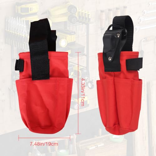 Spray Can Holder, Waterproof Spray Paint Can Holster, Heavy-Duty Spray Bottle Tool Belt Clip with Storage Pockets for Construction, Painting & Land Surveying, Red (Without Zipper)