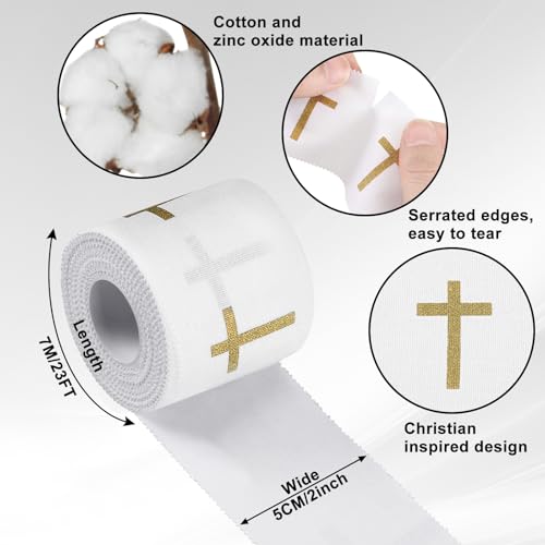 Geiserailie Christian Cross Athletic Tape Religious Sport Wrap,Gold - color: Gold