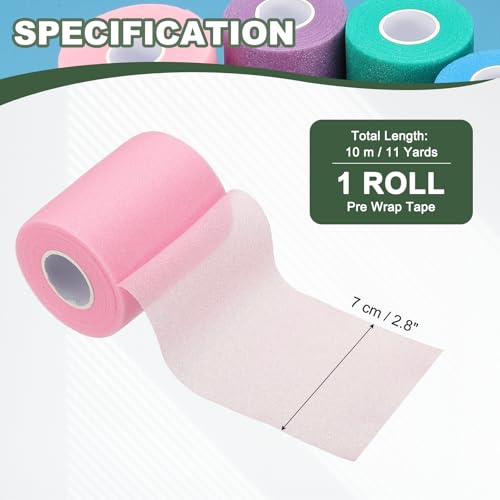 Pre Wrap Tape, Non-Slip Grip Cushion Wrap Prewrap Athletic Tape Fitting for (Tennis- Badminton - Pickleball - Sports) - color: Light Pink