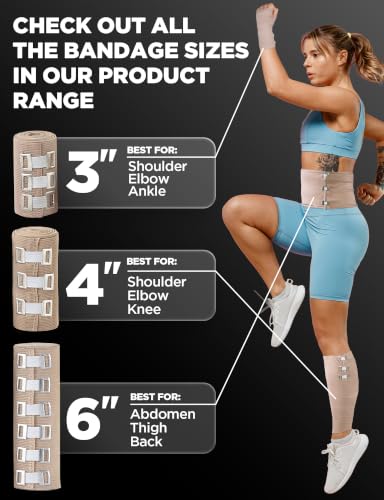 Premium Elastic Bandage Wrap - 2pk - 6 in x 15ft - Wide + 18 Extra Clips - size: 2 Pack (6in)