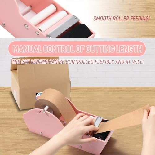 Water-Activated Tape Dispenser, Manual Kraft Gum Tape Dispenser, Light Pink - color: Light Pink