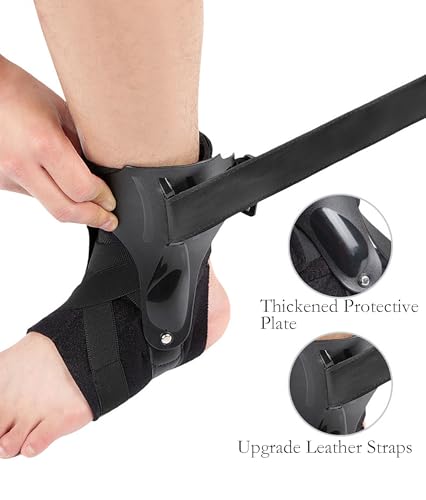 Ankle Brace with Side Stabilizers, Black Nylon and Thick Plastic Side Support Bar for Left and Right Foot Men and Women of Sprain Recovery (Black, X-Large)
