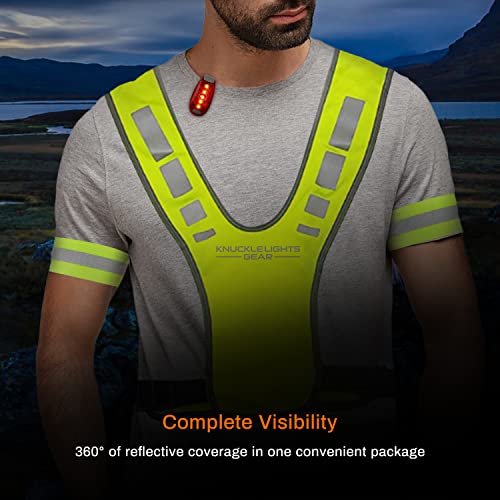Reflective Running Gear Safety Bundle - Reflective Vest, LED Safety Light, Reflective Bands, Night Safety Gear for Runners, Cycling, Hiking, Walking - High Visibility Reflective Gear