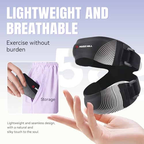 Knee Brace with Patella Knee Strap – Adjustable Compression Support Sleeve for Men & Women, Breathable Knee Brace for Running & Basketball, Patella Knee Brace for Pain Relief (Black)