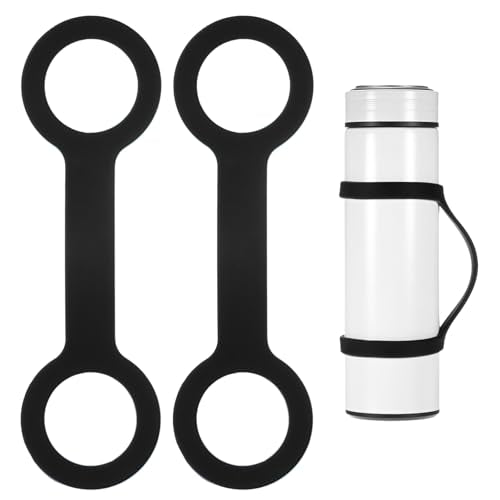 Water Bottle Handle Carrier Strap [2PCS] - Makes Any Cup Handheld Use for Running & Bike & Hiking & Gym - color: Black