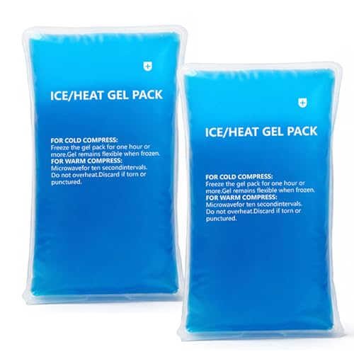 Gel Ice Packs, Cold Pack Versatile Gel Ice Packs Long-Lasting Cooling Relief for Injuries and Hot Days, Reusable, Super Effective Ideal for Pain Relief (Blue （Large 2 Pack）)