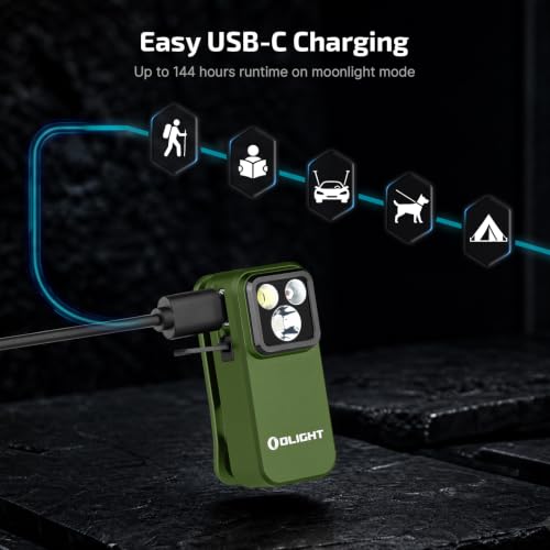OLIGHT Oclip Pro Rechargeable EDC Clip-on Flashlight, OD Green - color: OD Greeen