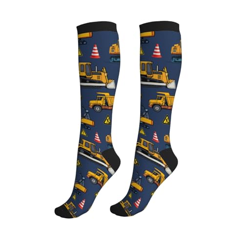 Compression Socks Knee High Circulation Support Socks For Women Men Athletic Running Work Hiking Cycling Travel - color: Construction
