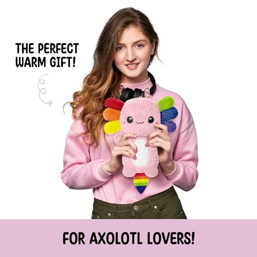 Axolotl Microwavable Stuffed Animals Unscented Heating Pad, Rainbow, 1.5lbs Soft Cozy Kawaii Hot and Cold Plushie Heating Pad for Women and Kids, Cute Warm Pillow Plush Gifts for Axolotl Lovers - color: Rainbow Axolotl
