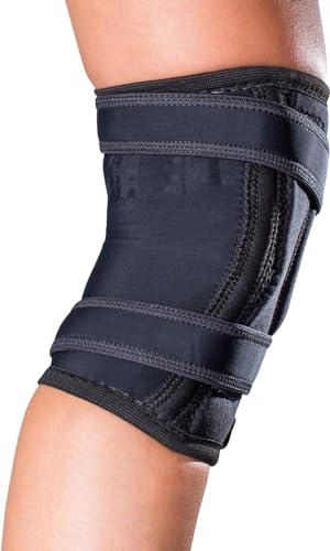 DonJoy Tru-Pull Lite Knee Brace for Patella Instabilities & Dislocations - Bifurcated Strap and Dual-Durometer Buttress, Medium, Left - size: Medium, style: Left Leg