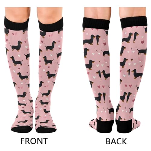 Wusikd Cats Compression Socks for Women and Men Circulation Cute Long Socks for Athletic Running 1 - color: Dachshund
