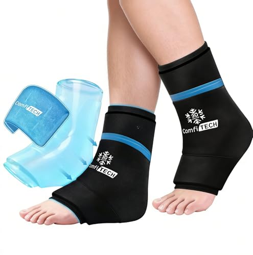 ComfiTECH Dual-Gel Ankle Foot Ice Pack Wrap with 30-Min Cooling, M, 2P - size: Medium