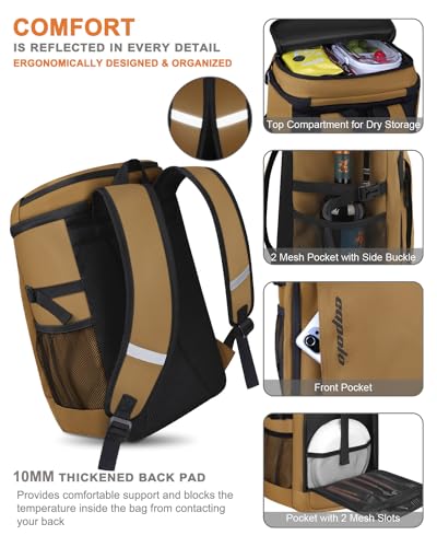 Capolo Cooler Backpack Insulated Leak Proof for Women Men Soft Cooler Bag - color: Yellow, size: 36 Cans