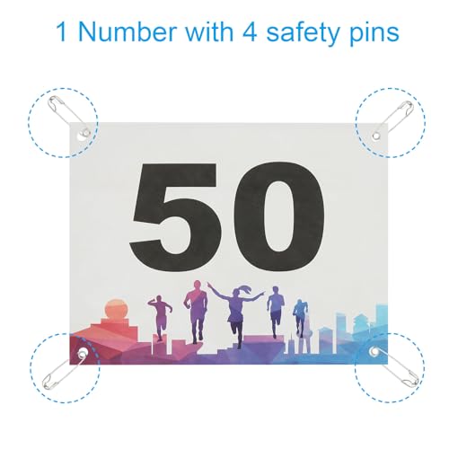 PATIKIL Tearproof Running Bib Numbers Waterproof Race Competitor Numbers with Safety Pin for Marathon - style: 1-50